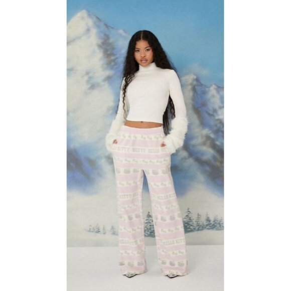 Hello Kitty Womens Pink & Gray Fleece Pajama Pants Size M - Picture 3 of 12